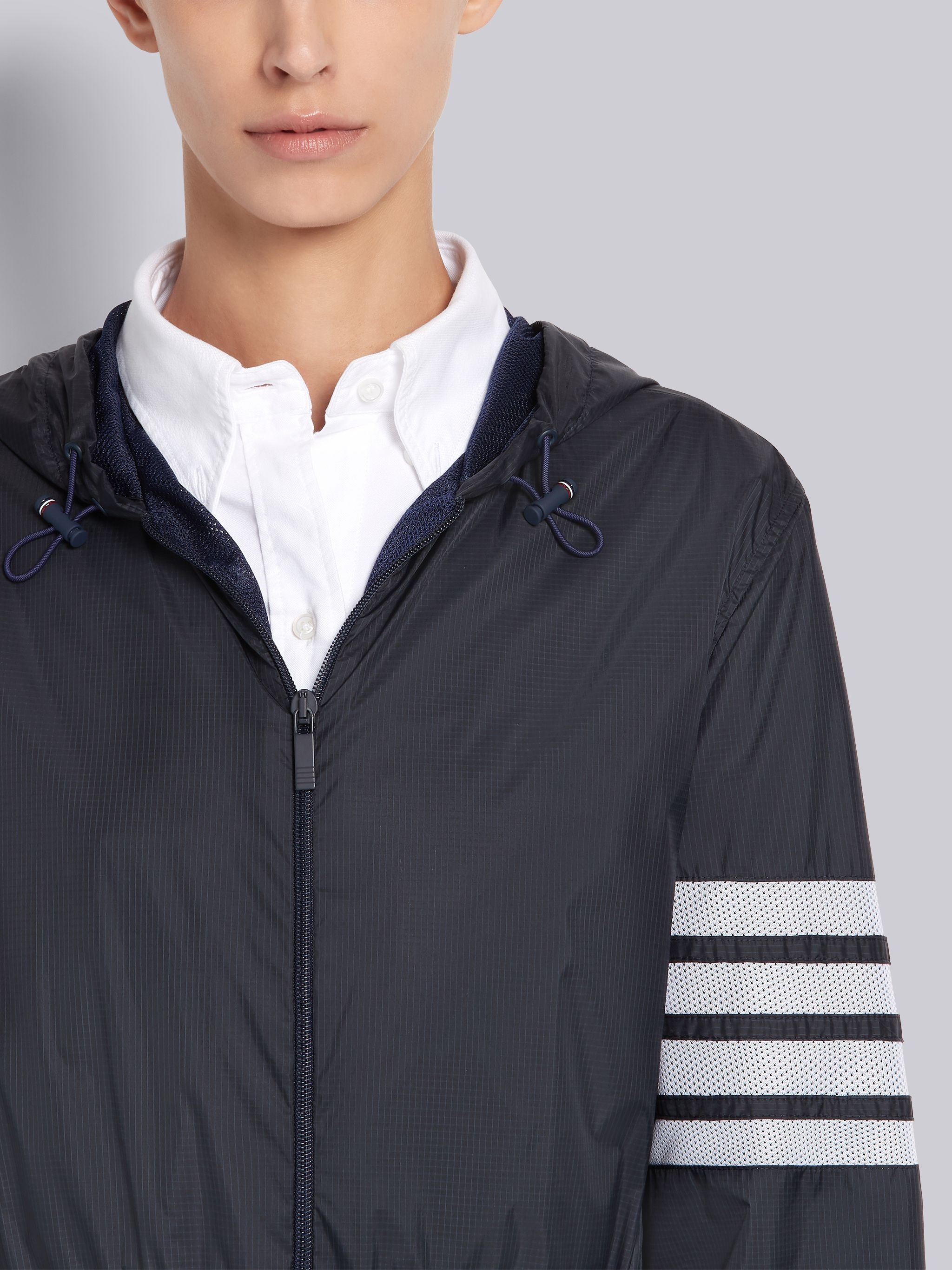 Navy Sheer Ripstop 4-Bar Long Parka - 5