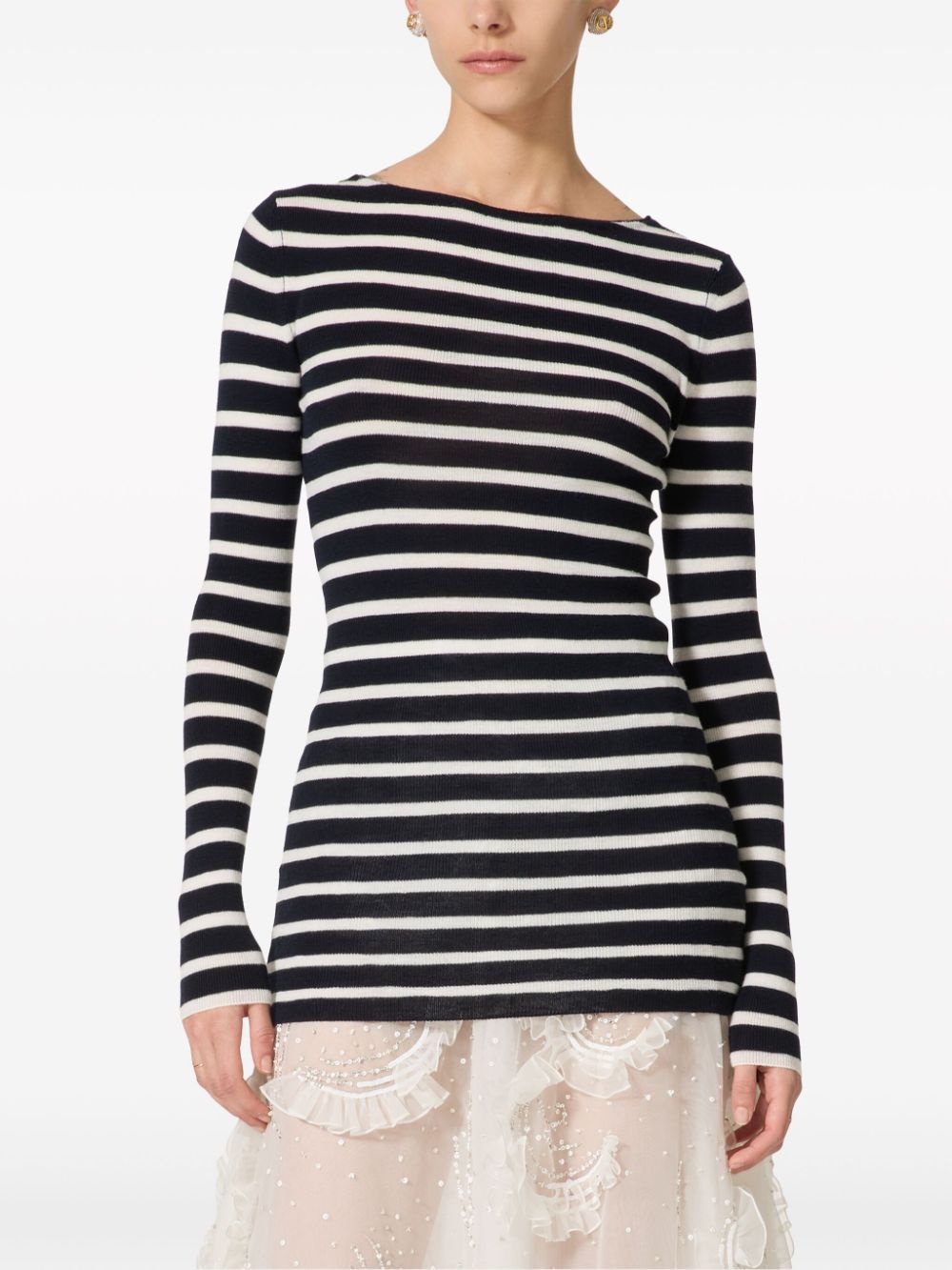 striped intarsia-knit jumper - 3