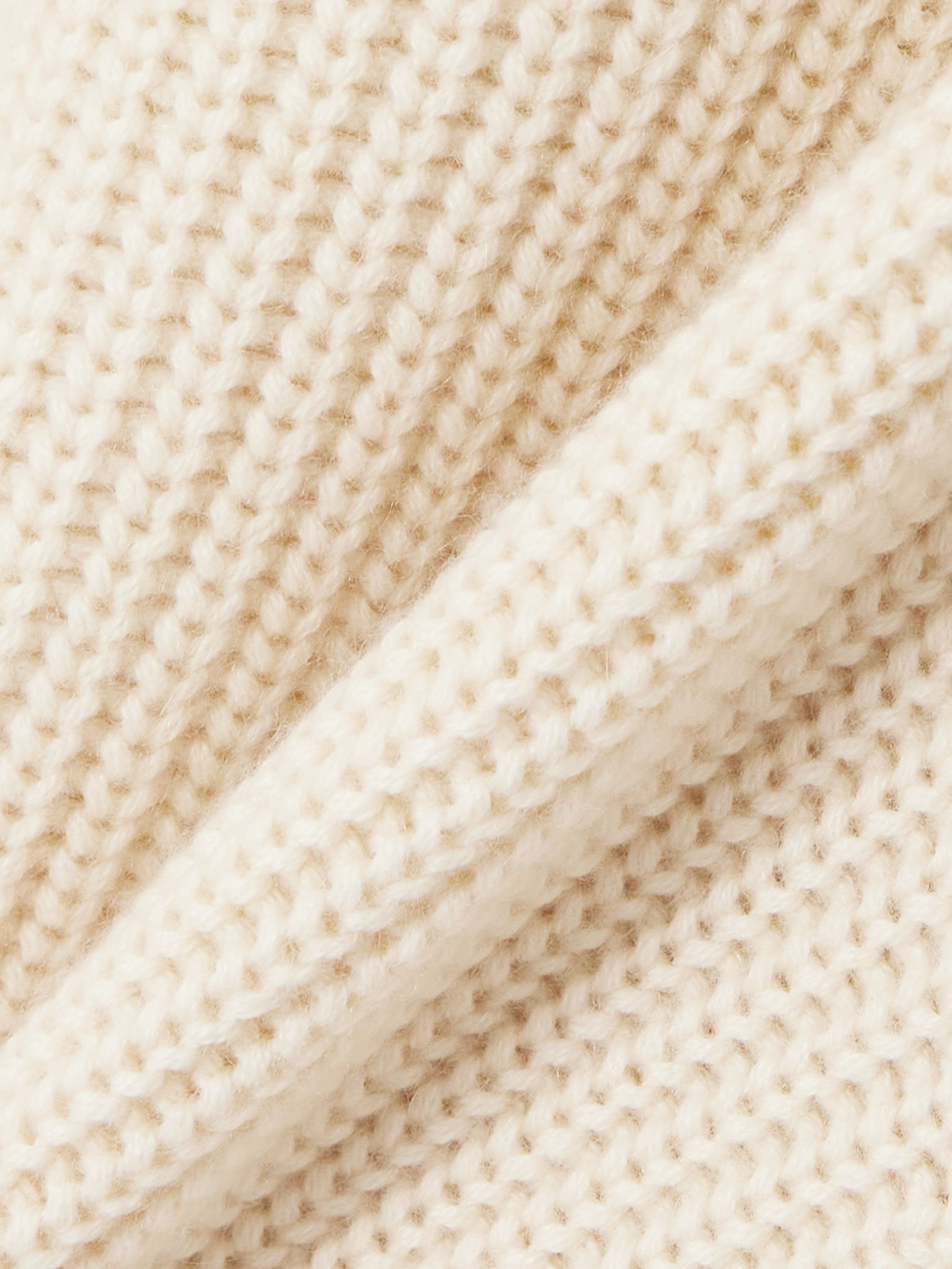 Belted ribbed cashmere cardigan Ivory - 4