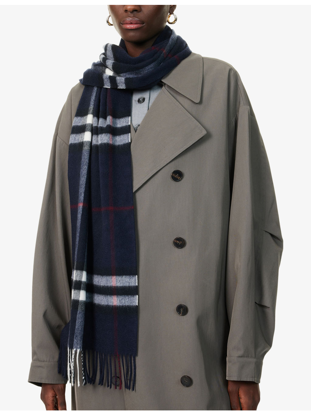 Check-Pattern Cashmere Scarf - 2