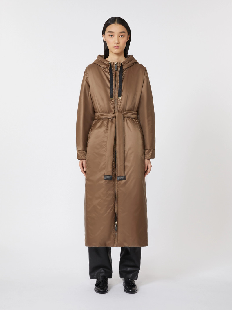 GREENPI Long water-repellent canvas padded parka - TOBACCO 3