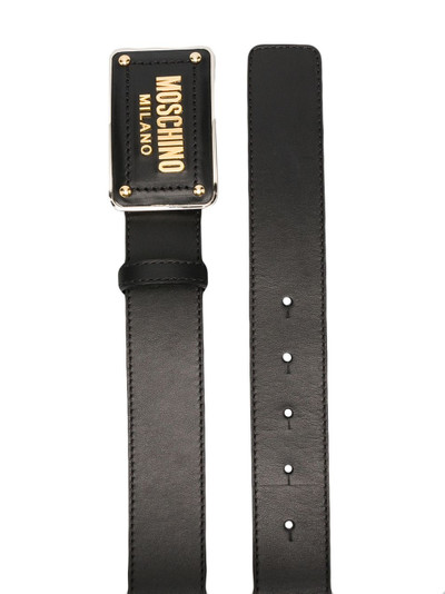 Moschino enamelled buckle belt outlook