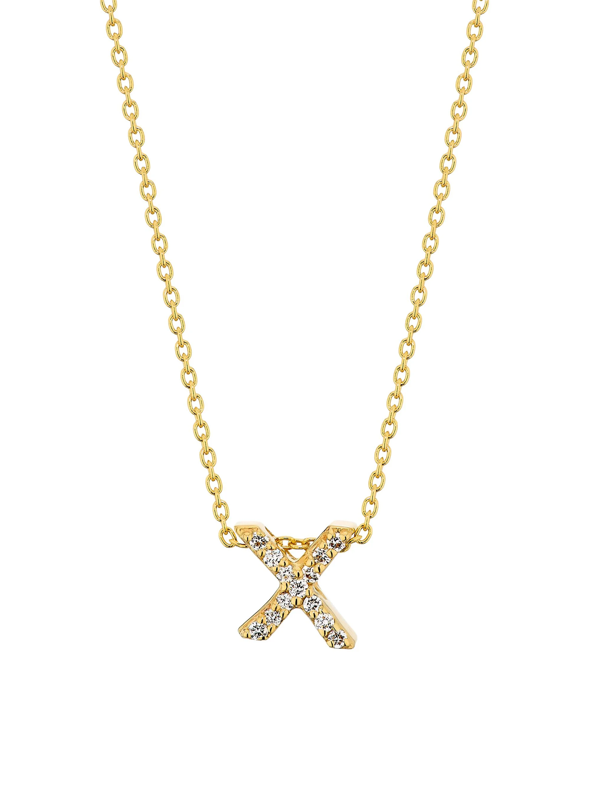 Women's Tiny Treasures Diamond & 18K Yellow Gold Initial Necklace - Initial X - 1