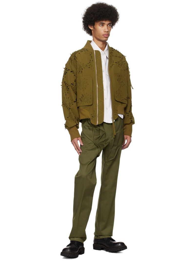 JUNTAE KIM Khaki Gathered Corset Trousers outlook