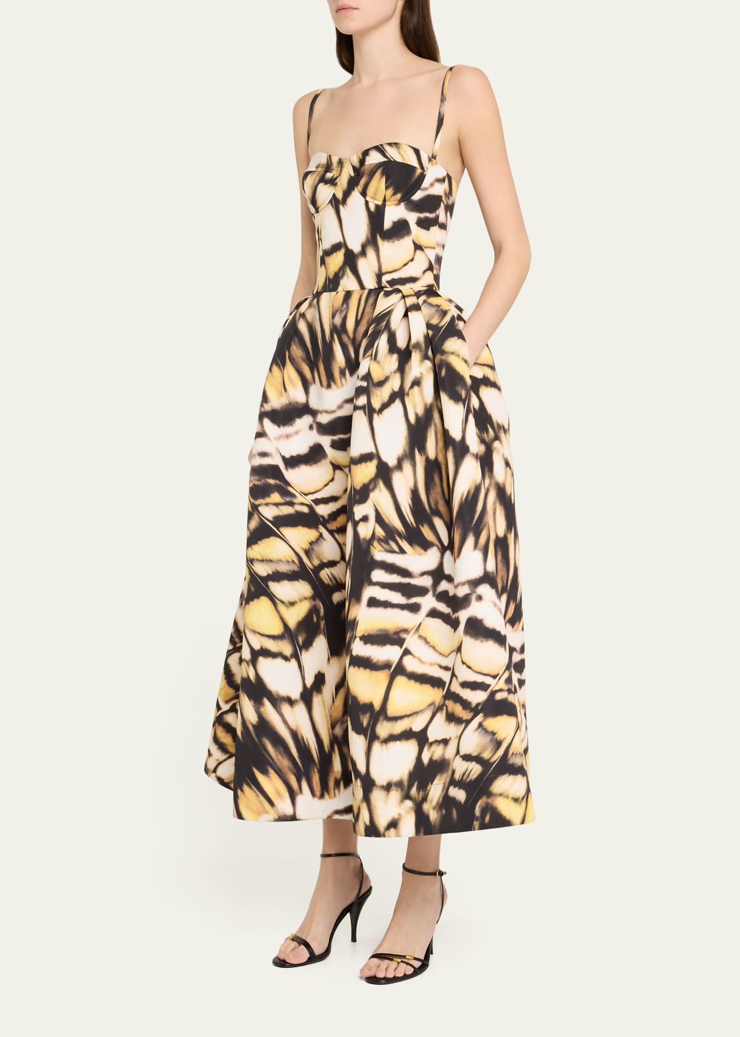 Butterfly Faille Bustier Tea-Length Dress - 4