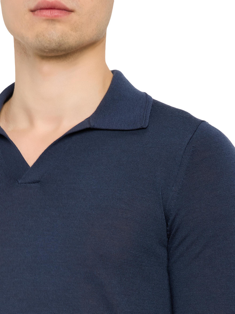 Men's Milburn Merino Wool Johnny Collar Shirt - Midnight 5