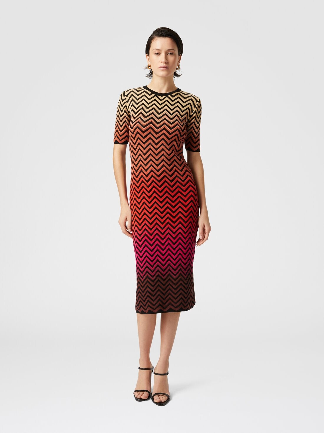 Dégradé chevron motif midi dress - 2