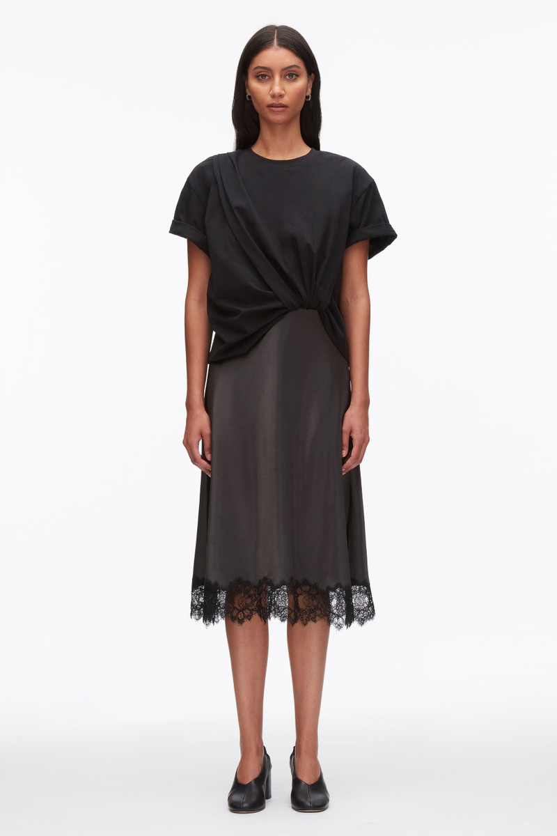 3.1 Phillip Lim Draped Combo T-Shirt Dress with Lace Trim outlook