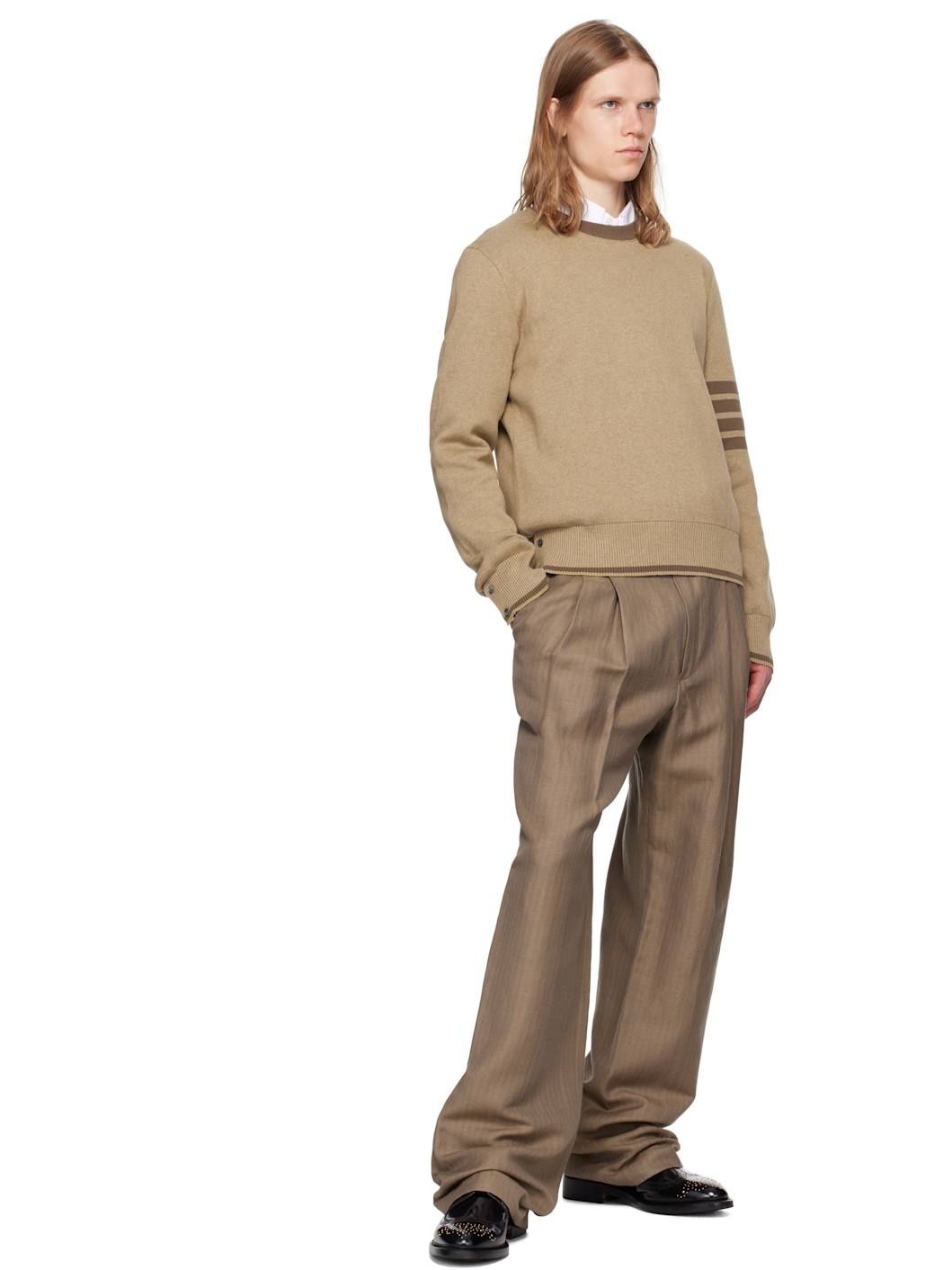 Brown Milano Stitch 4-Bar Pullover Sweater - 4
