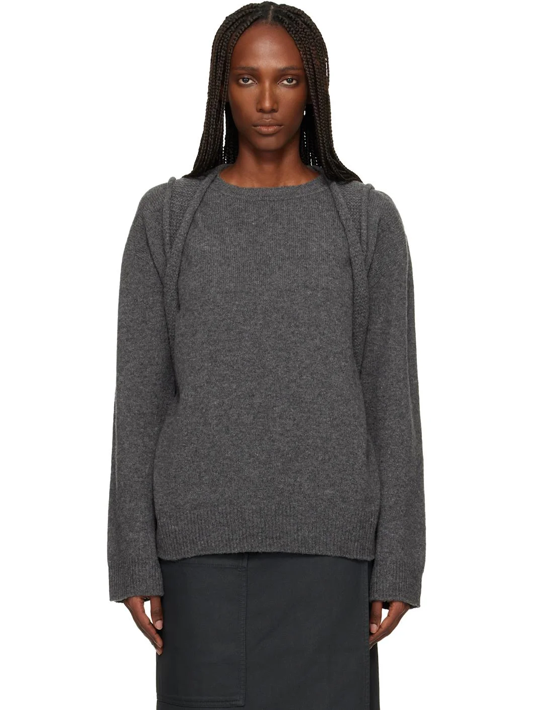 Gray Backpack Knit Sweater - 1
