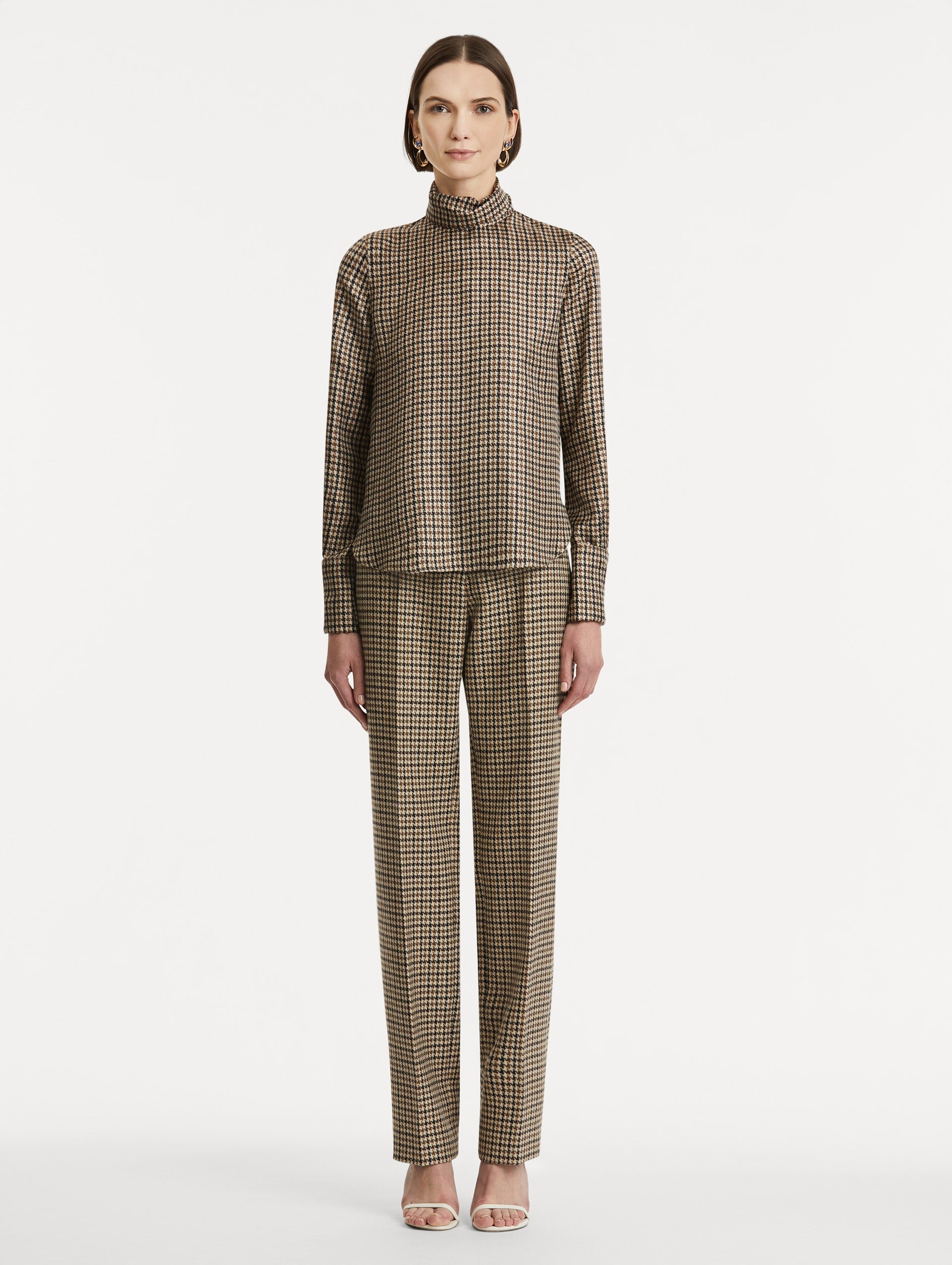PIED DE POULE SILK TWILL BLOUSE - 3