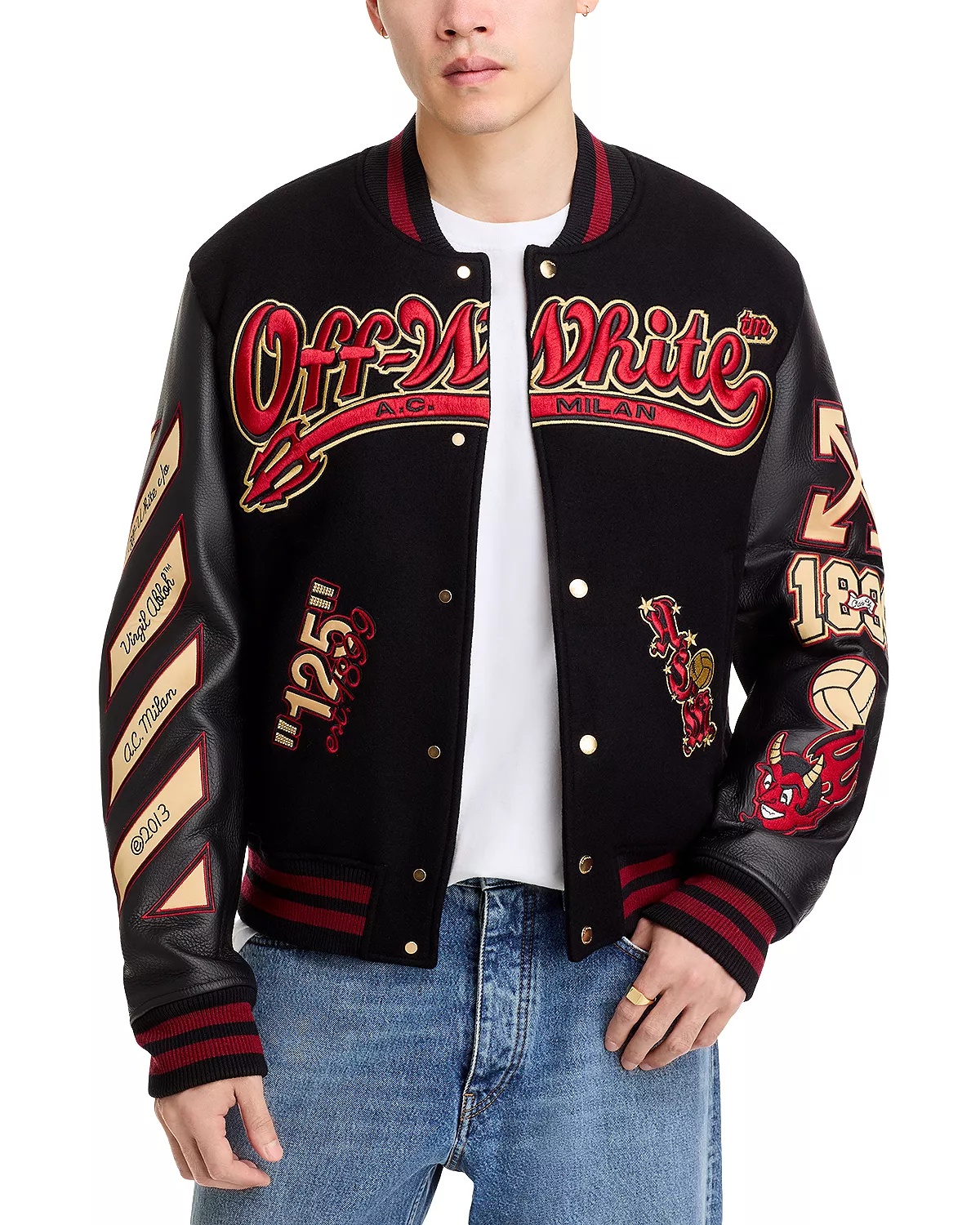 off-white AC milan スタジャン AC MILAN X OFF-WHITE- VARSITY JACKET | AC Milan Store