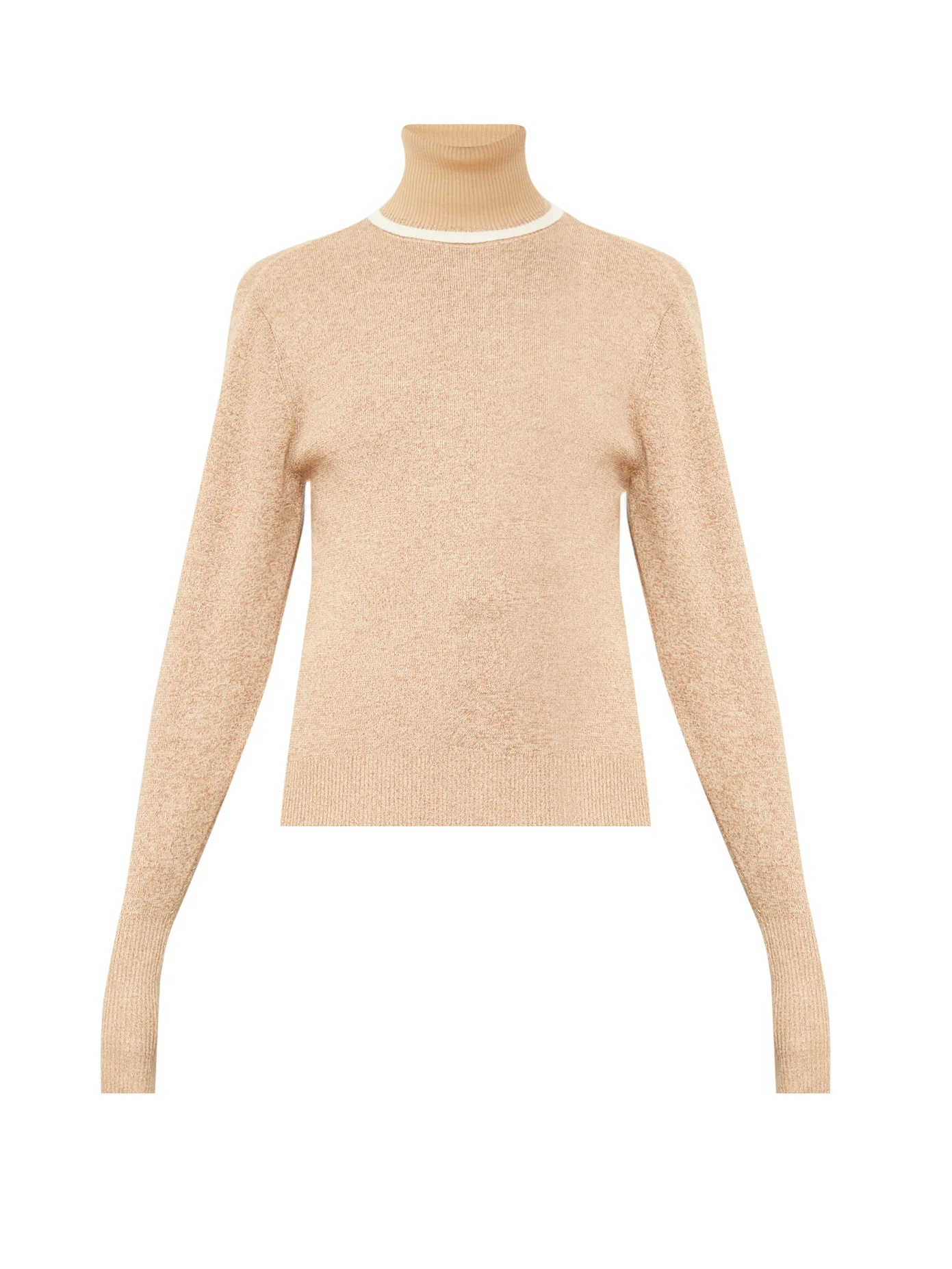 Contrasting wool-blend roll-neck sweater - 1