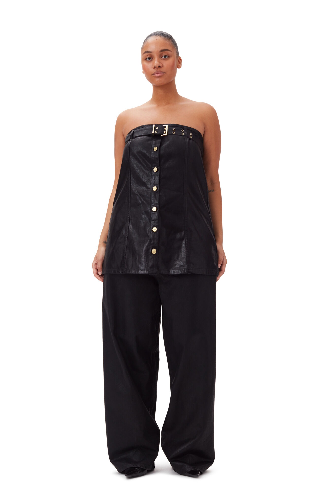 BLACK FOIL DENIM CORSAGE - 8