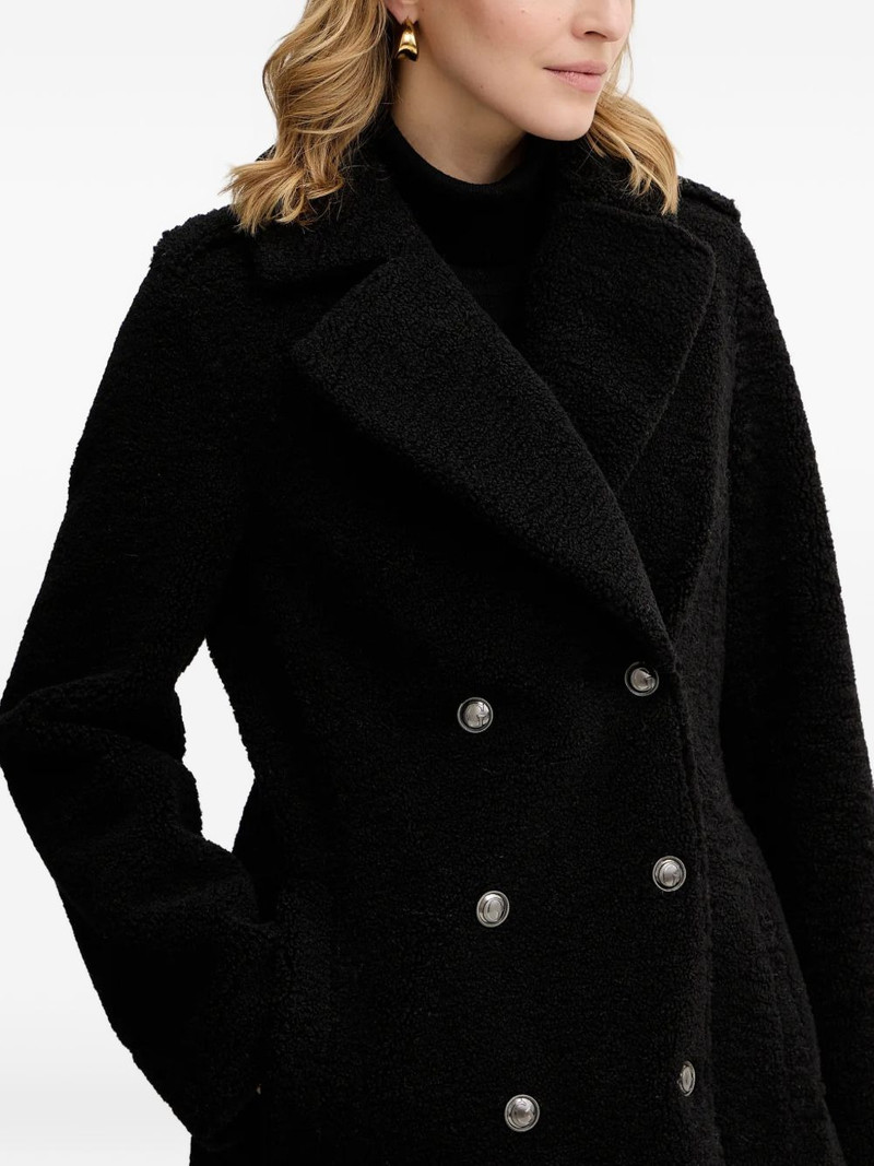 double-breasted faux-fur coat 4