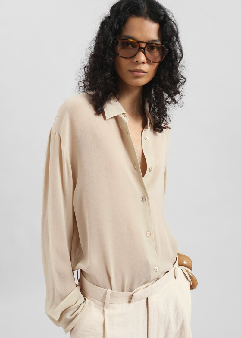 Peri Silk Georgette Shirt - Beige 1