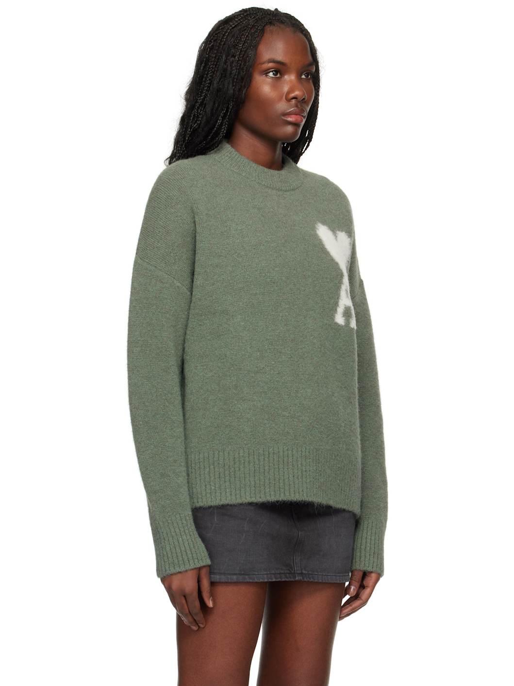 Green Ami de Coeur Crew Neck Sweater - 2