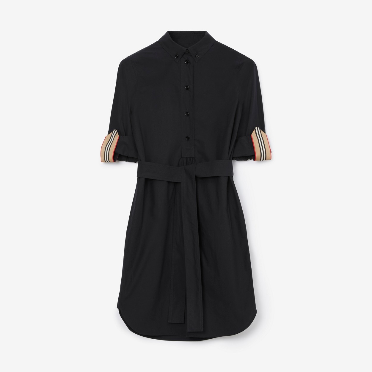 Icon Stripe Detail Cotton Tie-waist Shirt Dress - 1