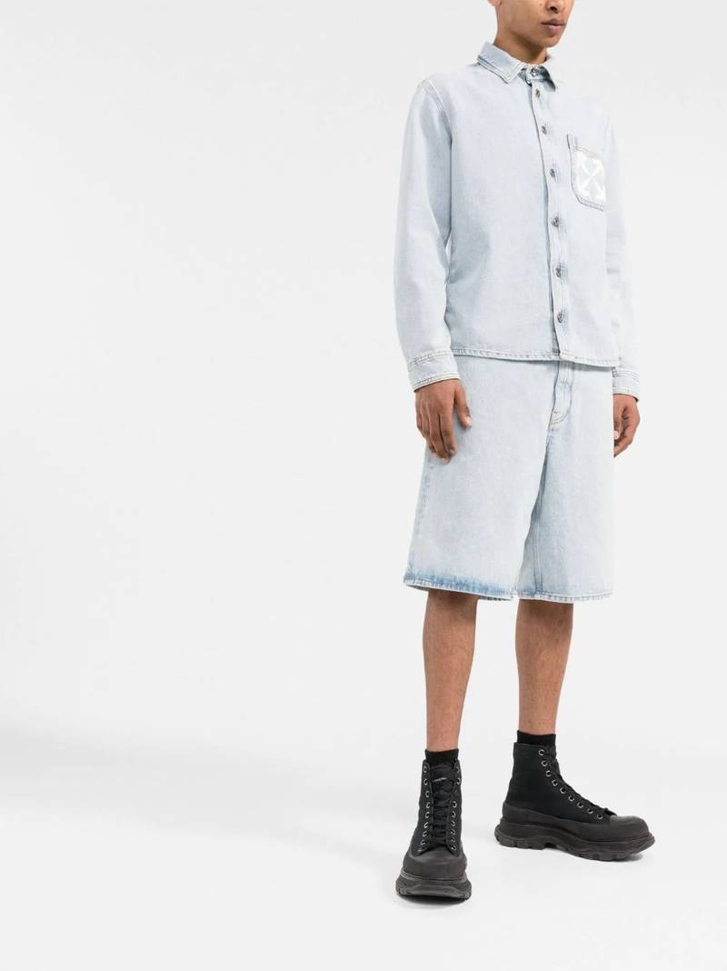 Off-White Arrow-print denim shirt outlook