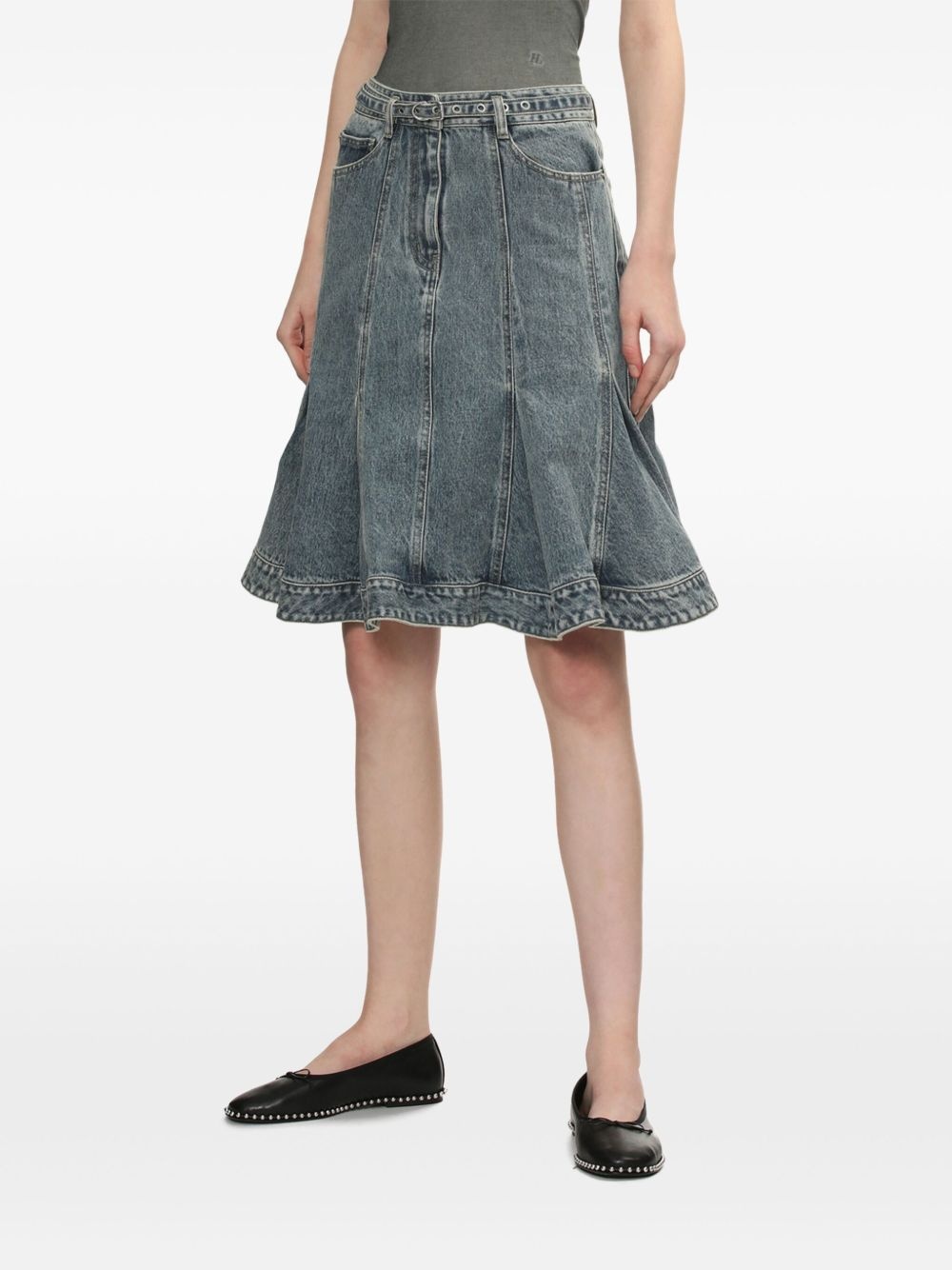 belted denim skirt - 3