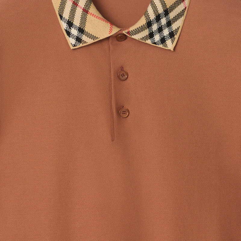 Check Collar Cotton Polo Shirt 4