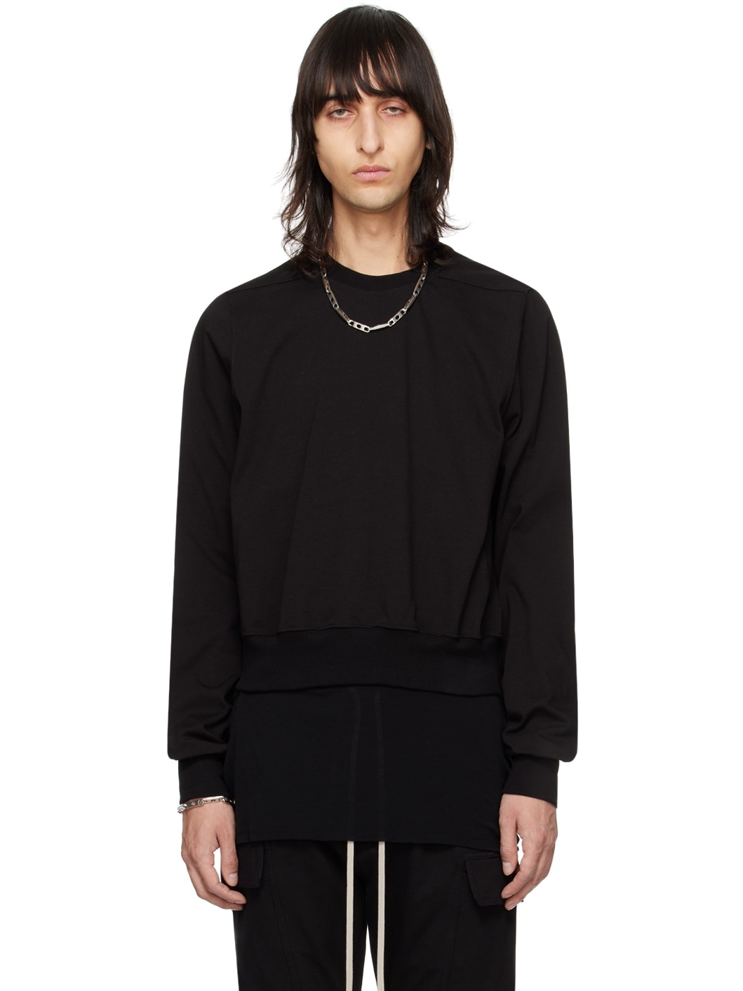 Black Cropped Sweatshirt - 1