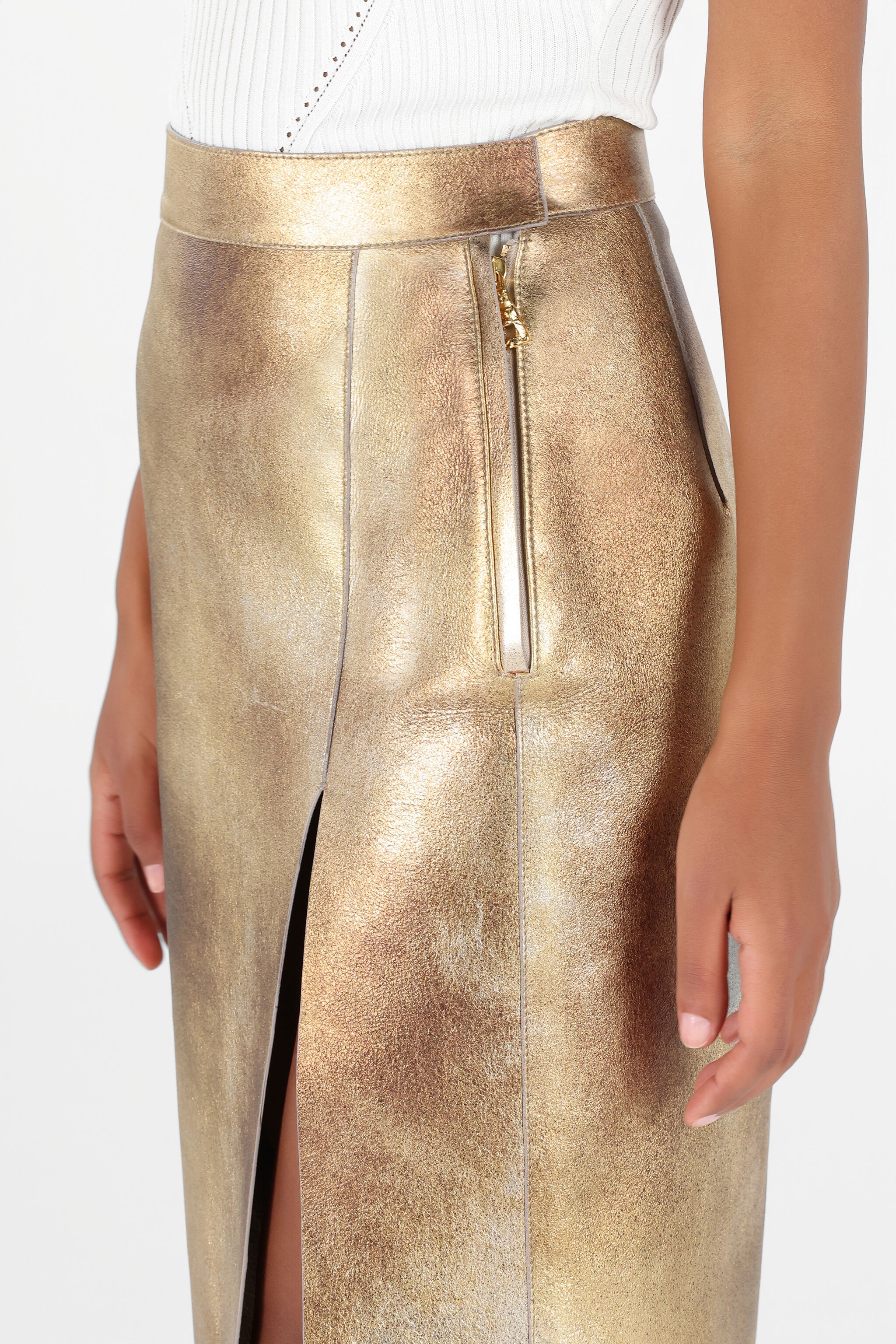 Texture Skirt with Slit - 6
