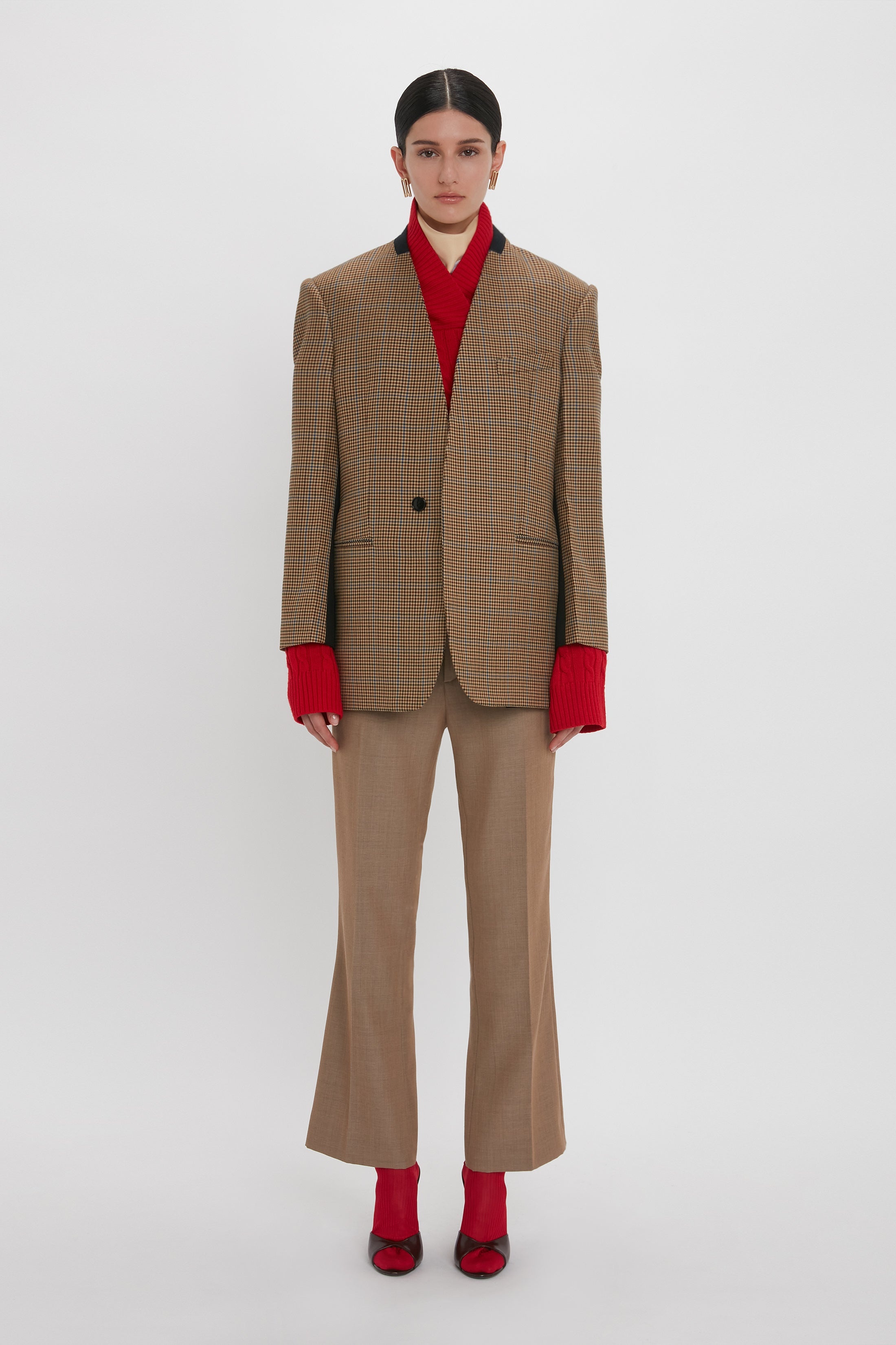Pocket Detail Collarless Jacket In Tobacco - 3