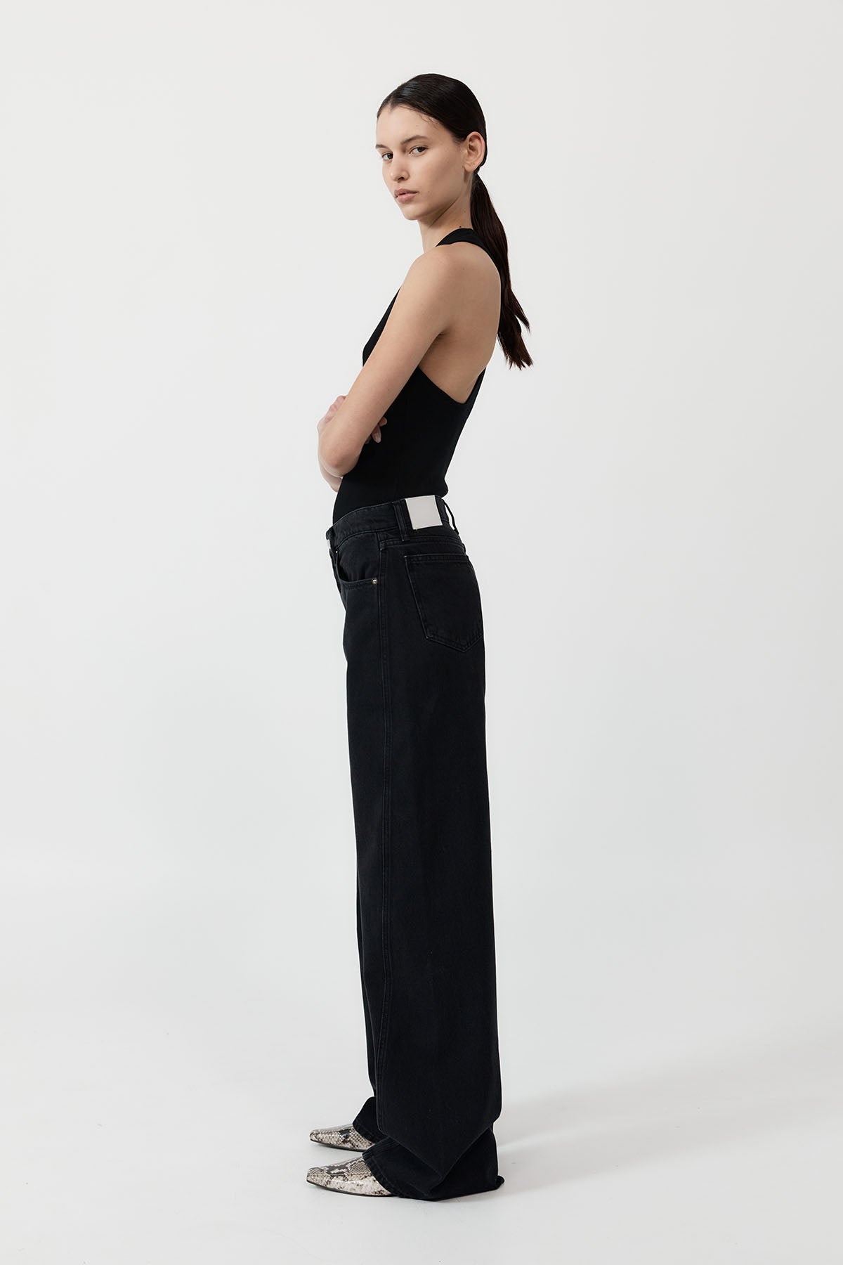 Low Rise Jeans - Washed Black - 3