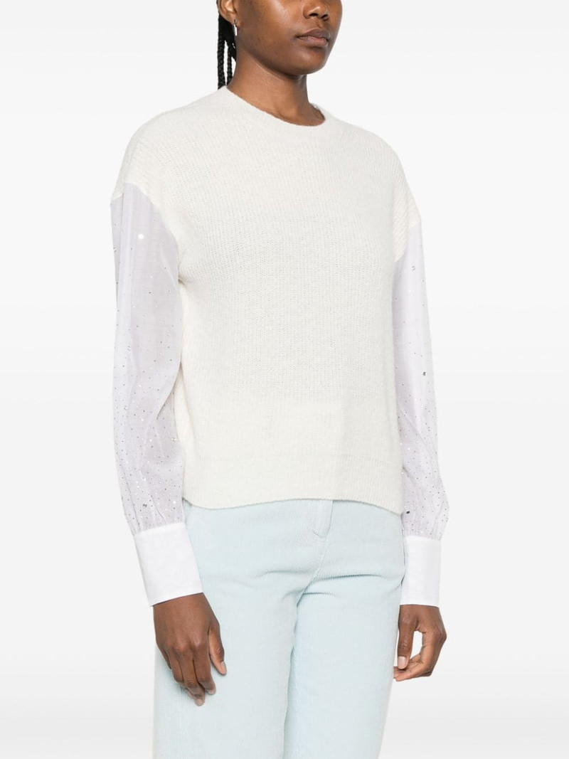sheer-sleeve knitted jumper 3