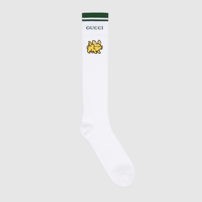 Cotton blend socks with animal patch 1