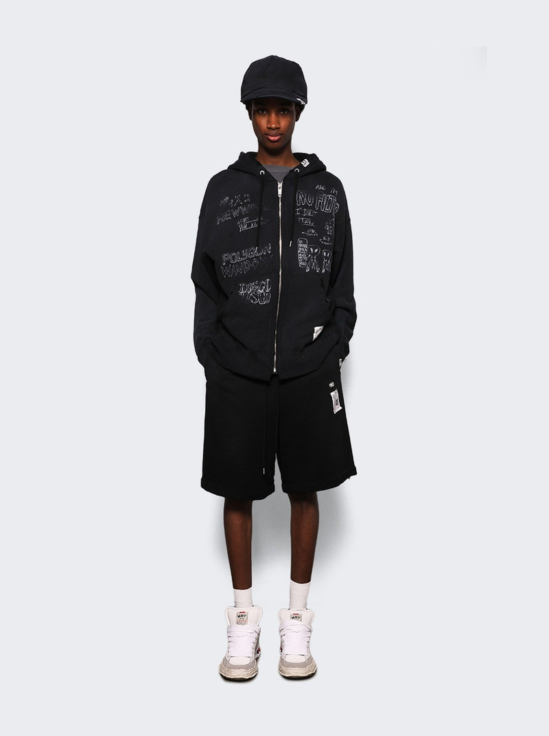 Distressed Oversized Bucket Hat Black 4