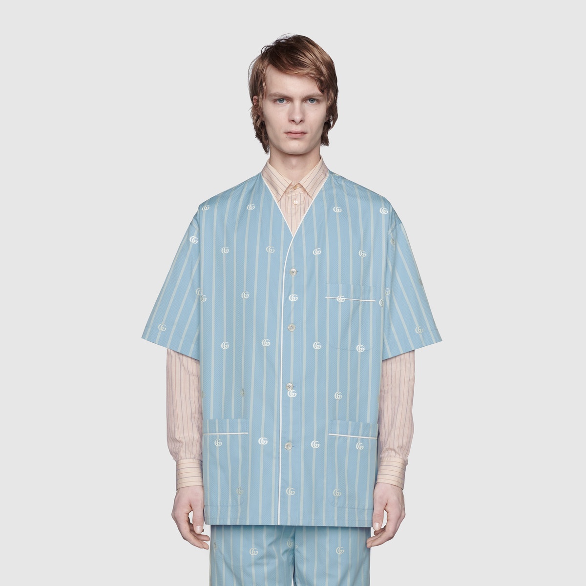 Double G stripe cotton oversize shirt - 3