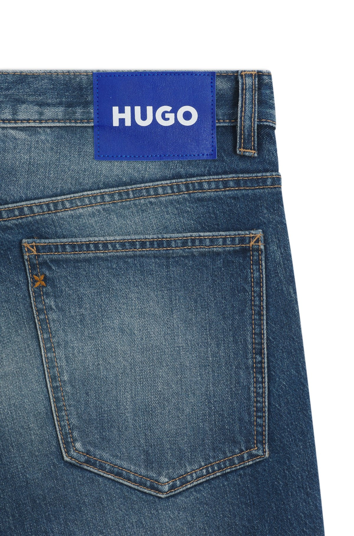 SLIM-FIT JEANS IN MID-BLUE STRETCH DENIM - 6