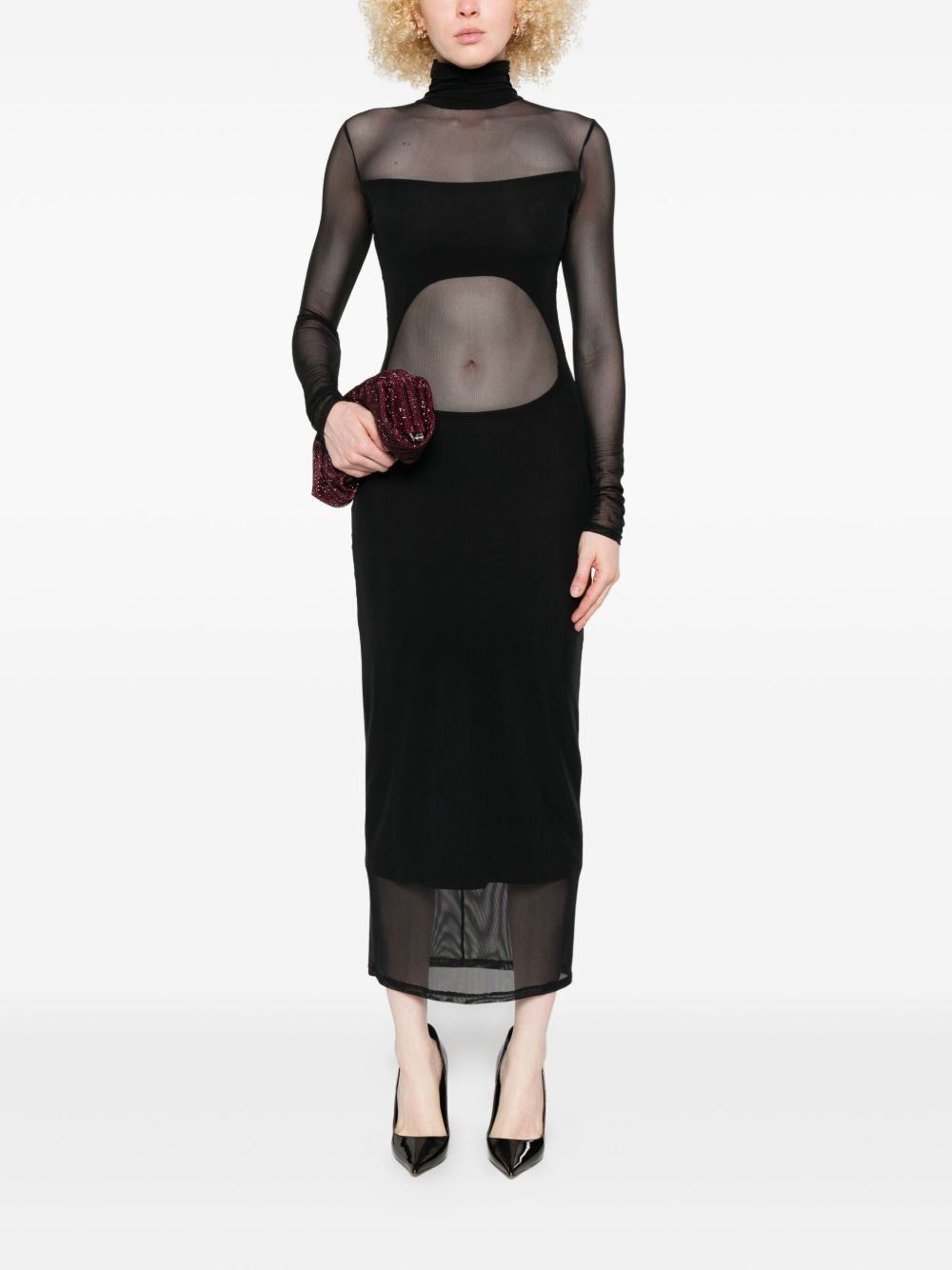 high-neck mesh maxi dress - 2
