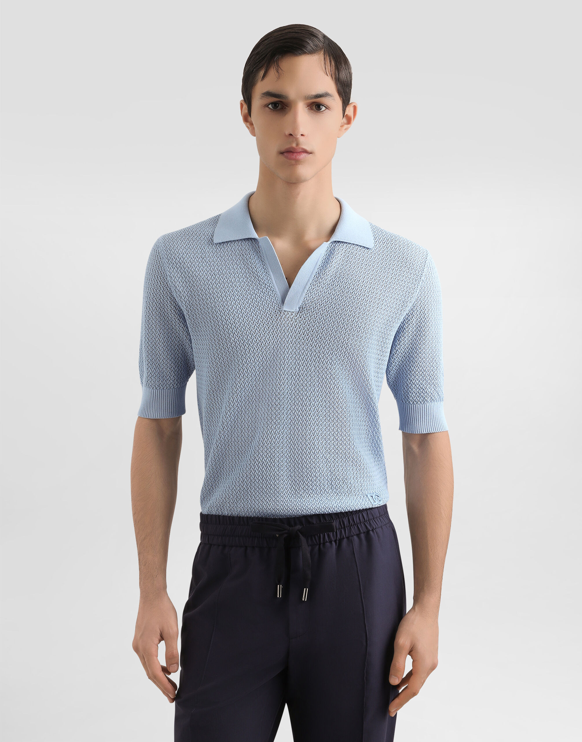 Micro-pattern cotton polo shirt - 2