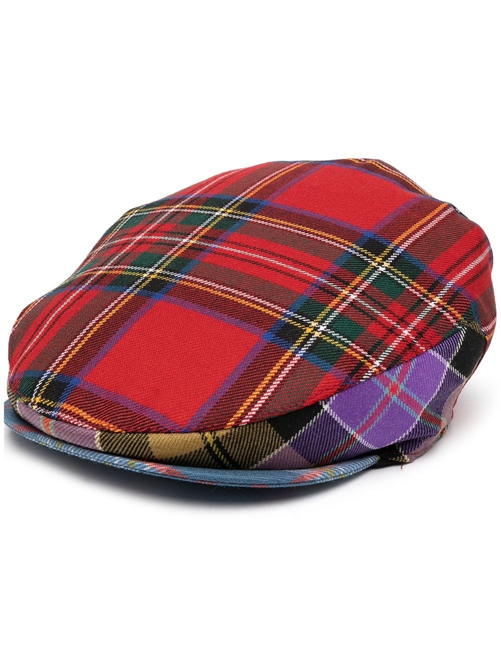 tartan print beret - 1