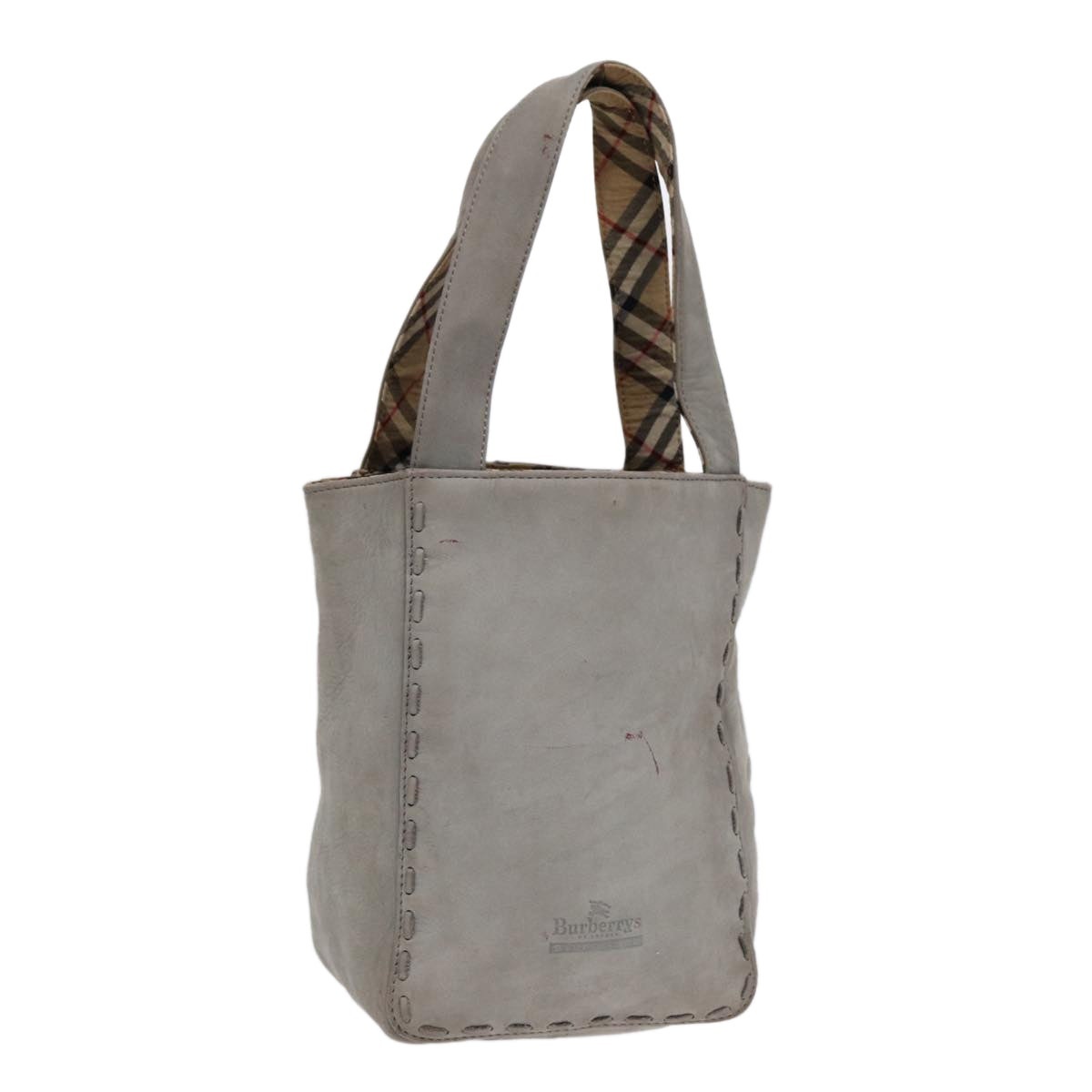 Burberry Hand Bag Leather Gray Silver - 1