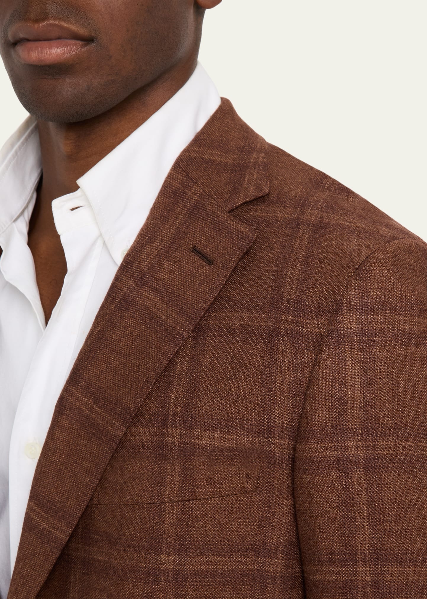 Men's Silk and Cashmere Tonal Plaid Sport Coat - 7