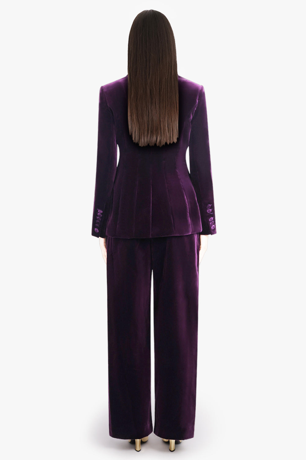 SINGLE BREAST VELVET JACKET | PURPLE - 5