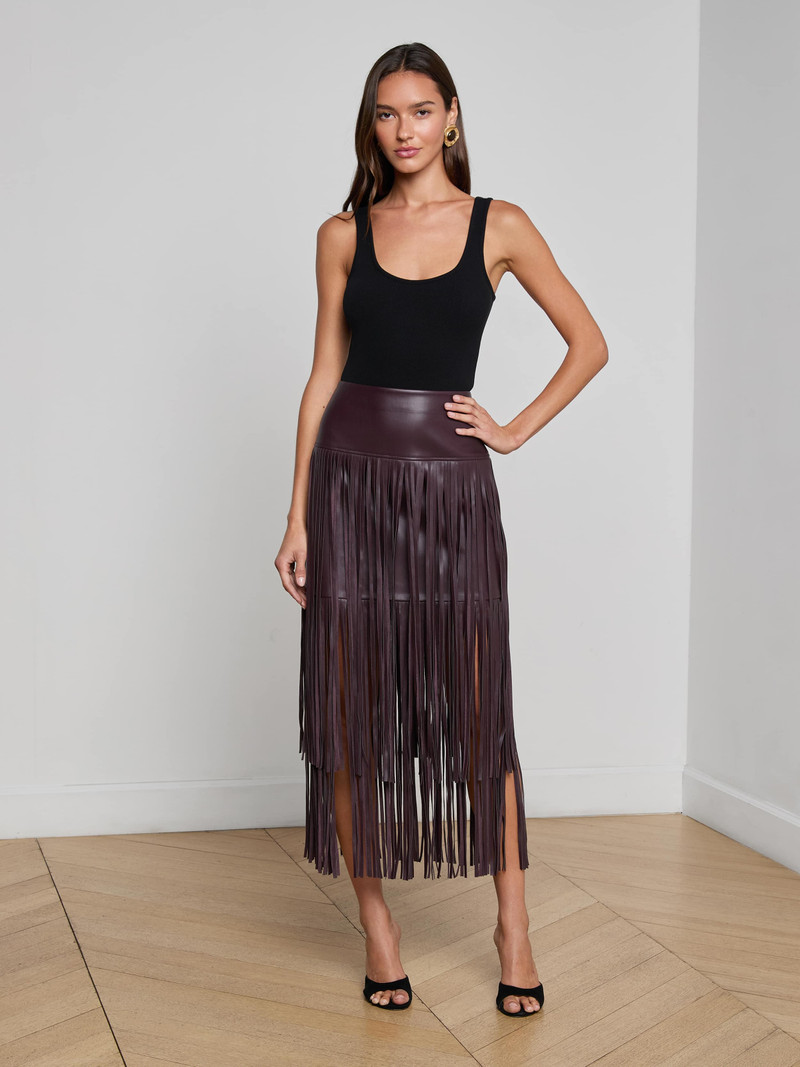 L'AGENCE Karolina Fringe Skirt outlook