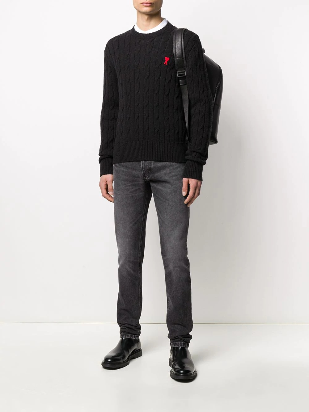 cable stitch crewneck jumper - 2