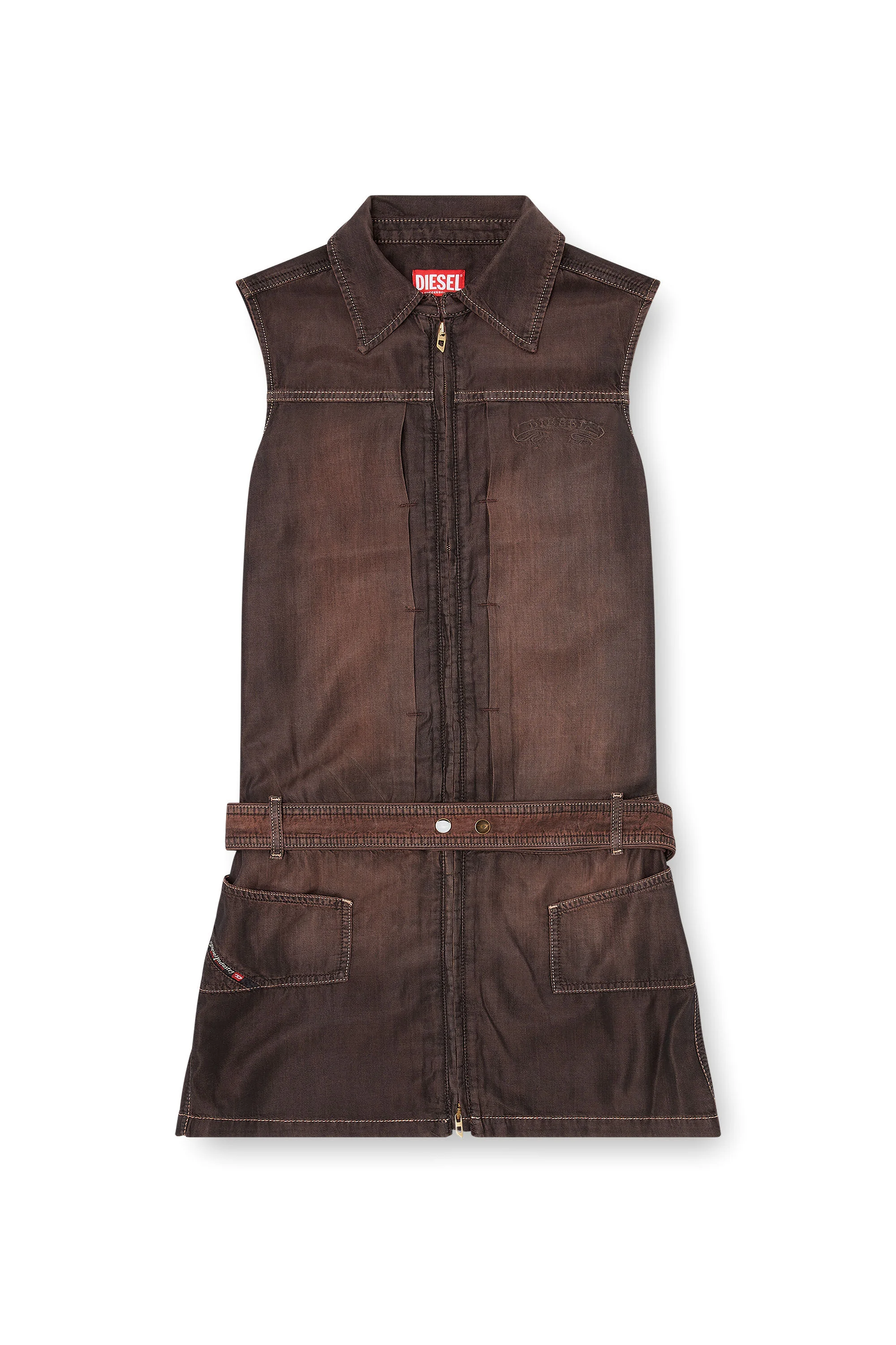 MINIDRESS IN FLUID COATED DENIM - 1