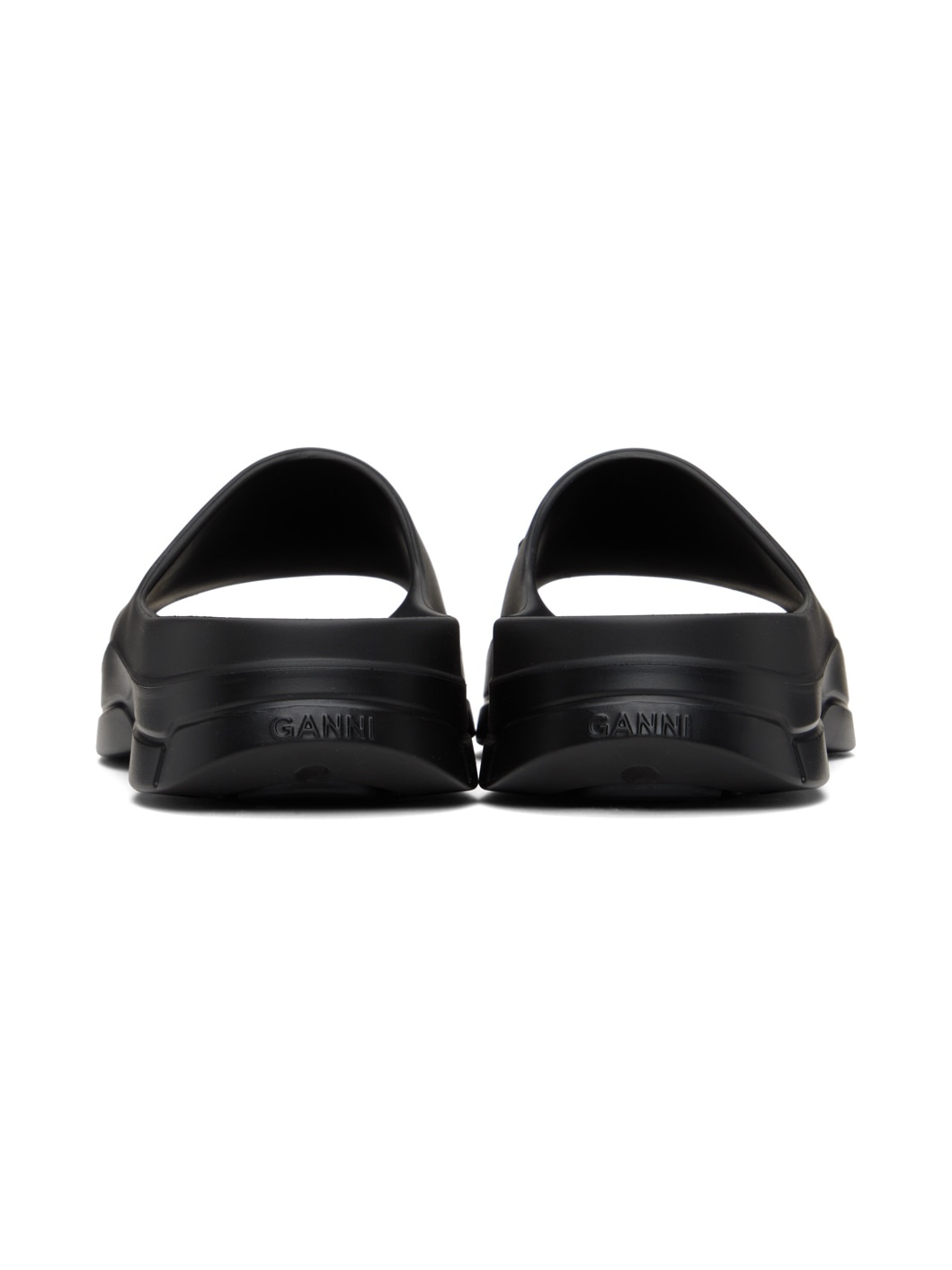 GANNI Black Pool Slide Sandals ssense REVERSIBLE