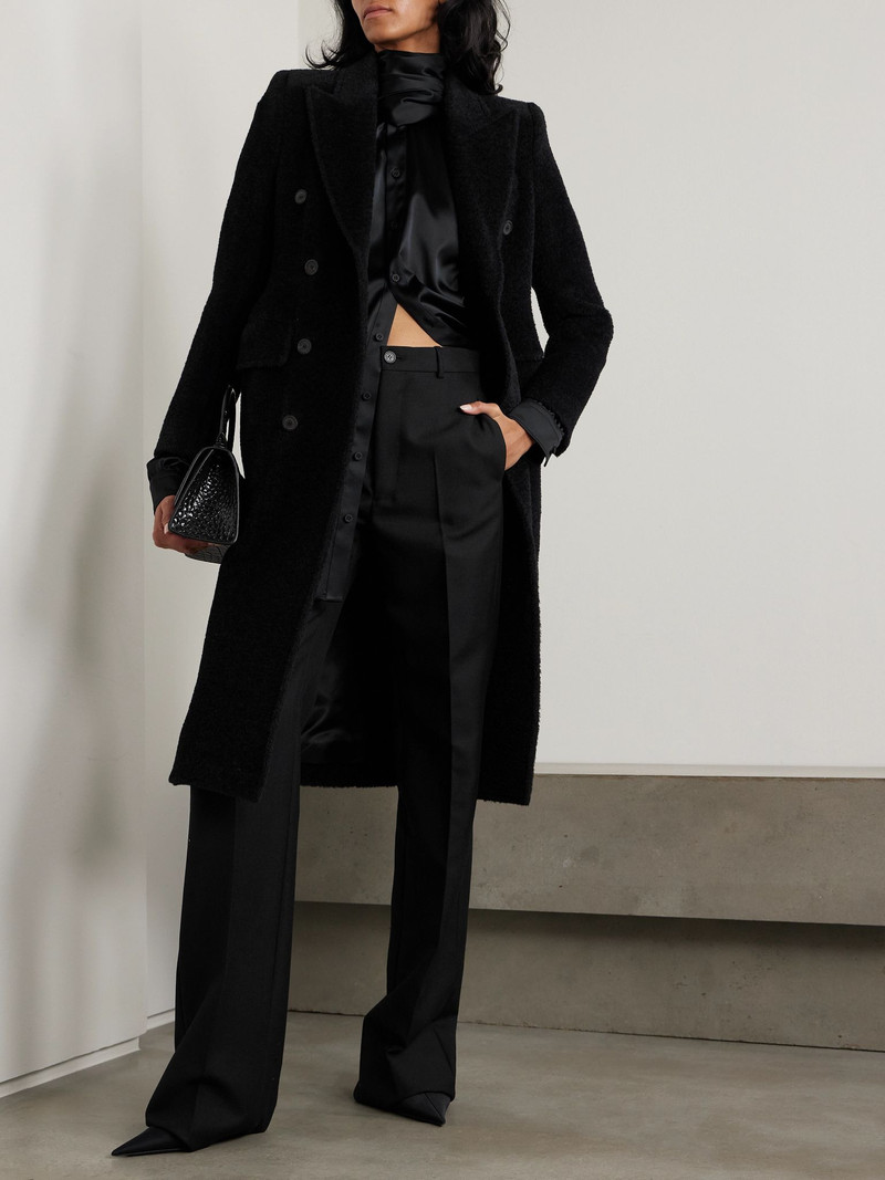 BALENCIAGA Hourglass double-breasted wool-blend twill coat Black outlook