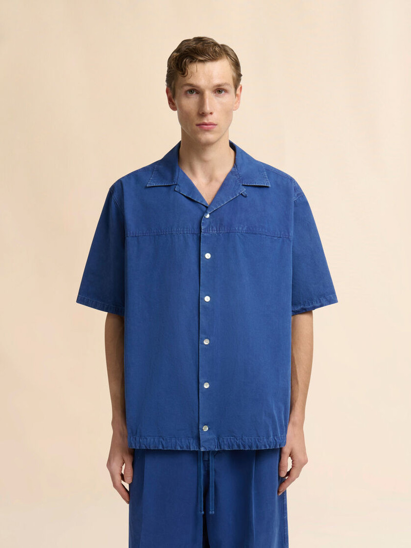 Marni BLUE COTTON SHIRT WITH DRAWSTRING HEM outlook