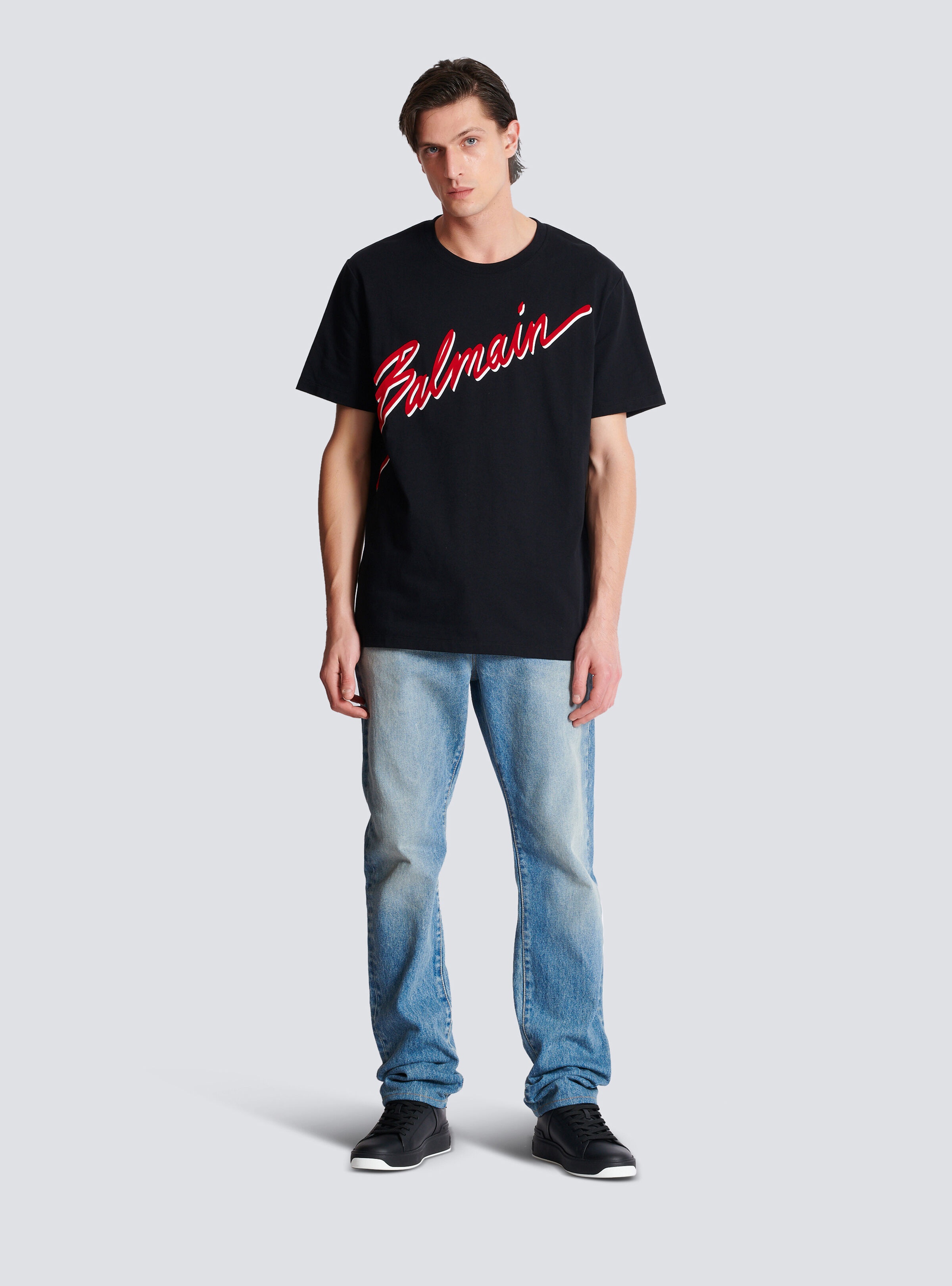 T-shirt with flocked Balmain Letter logo - 2