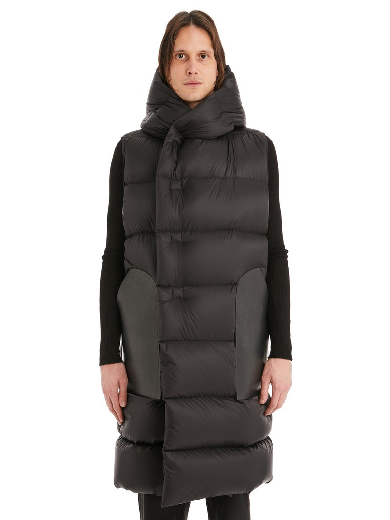 Black Down & Leather Sleeveless Jacket 1