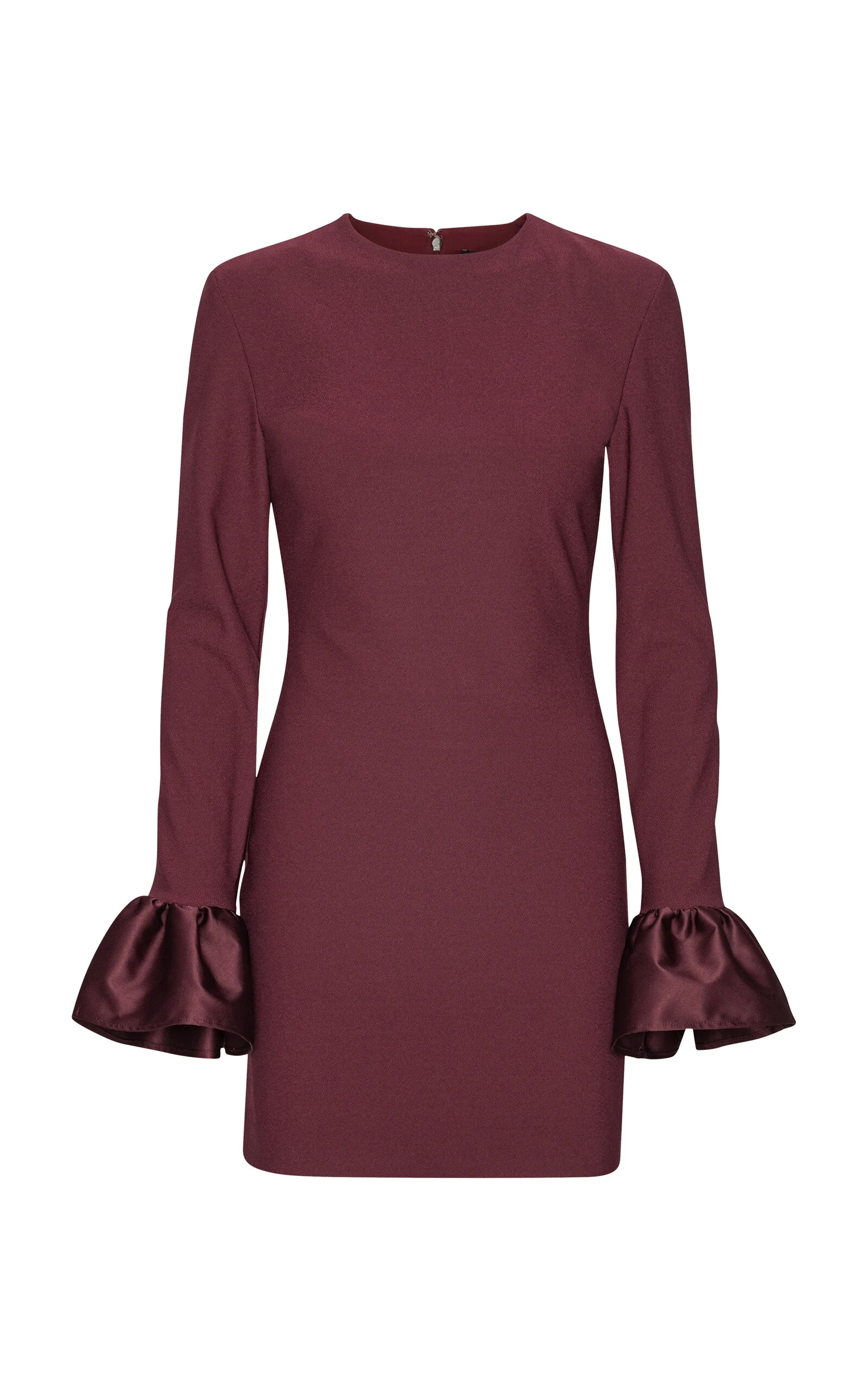 Satin-Trimmed Crepe Mini Dress burgundy - 1