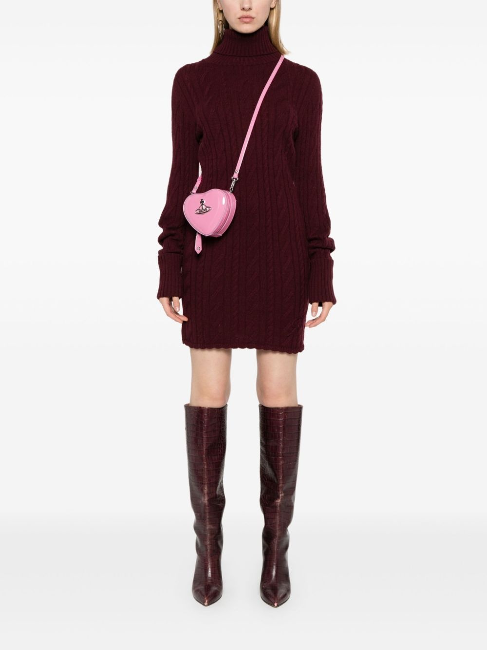 roll-neck cable-knit minidress - 2